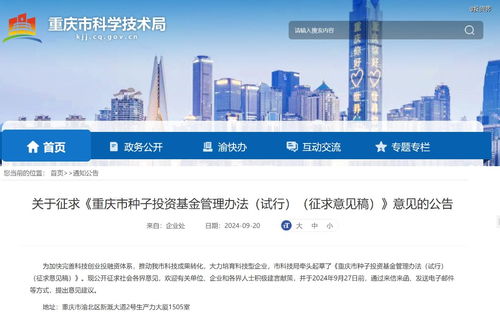 《重慶市種子投資基金管理辦法（試行）（征求意見稿）》解讀 投資管理與咨詢服務機制分析